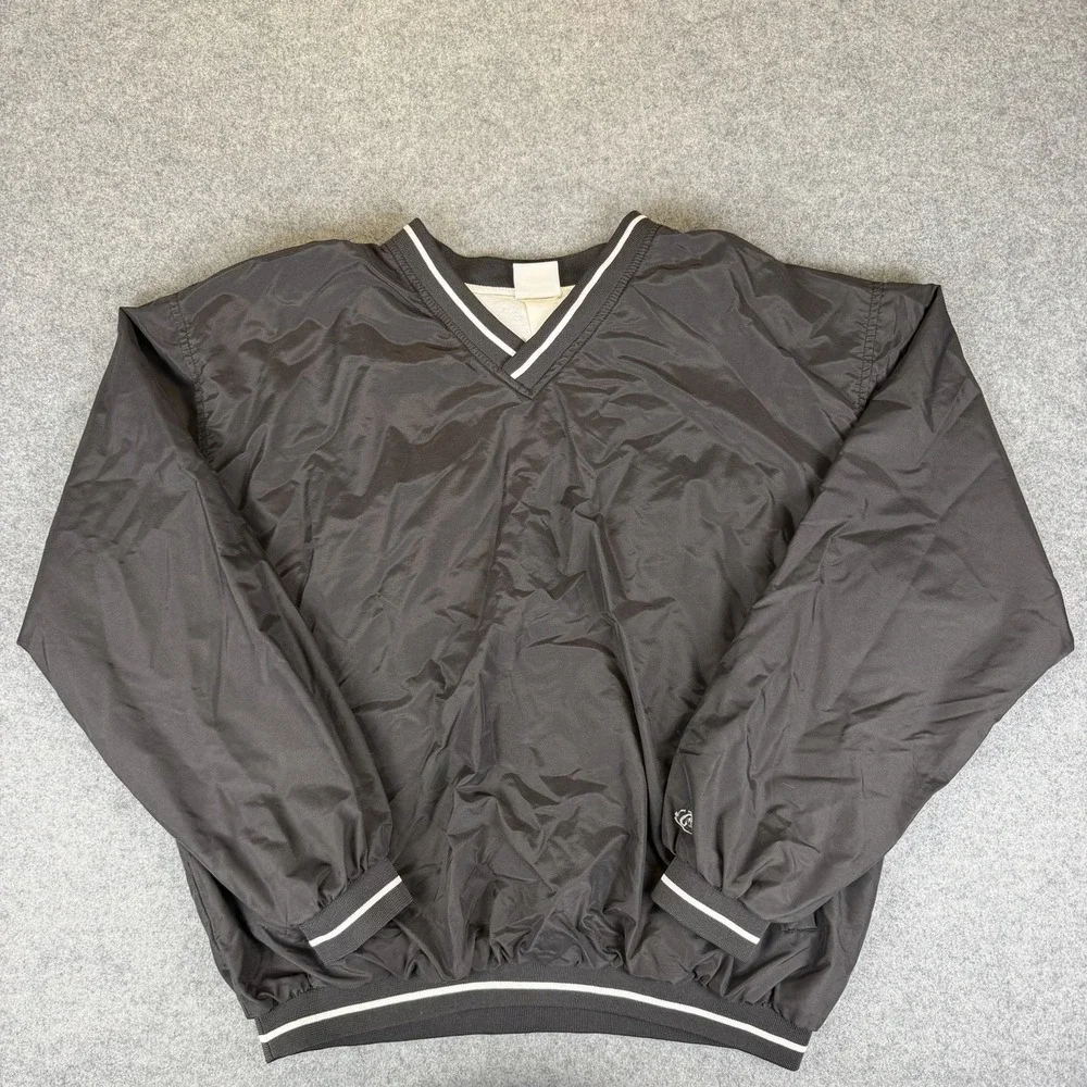 Rawlings Vintage Men's XL Windshirt Pullover V-Neck Jacket Windbreaker Black